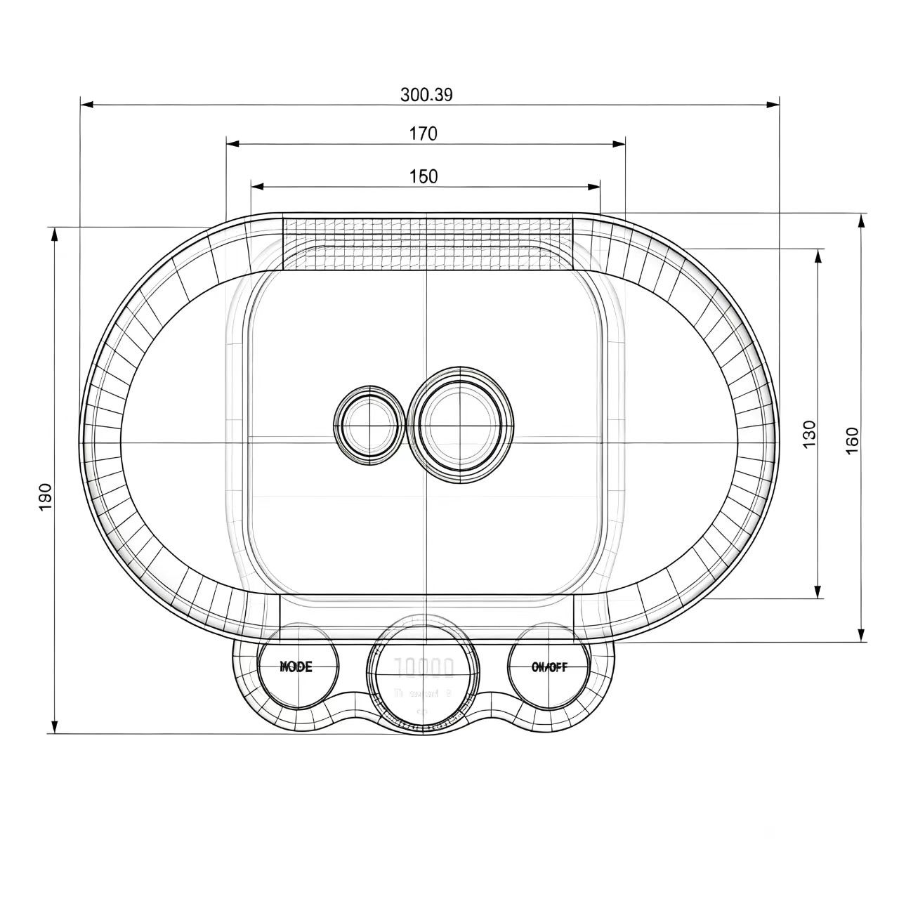 CAD structural drawing of a private-mold scale